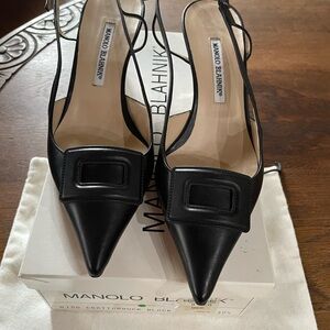 Manolo Blahnik Black Leather Heels